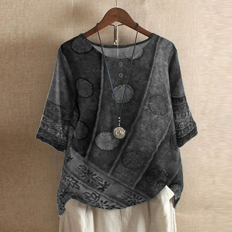 Women’s Half Sleeve Top with Round Neck and Button Detail