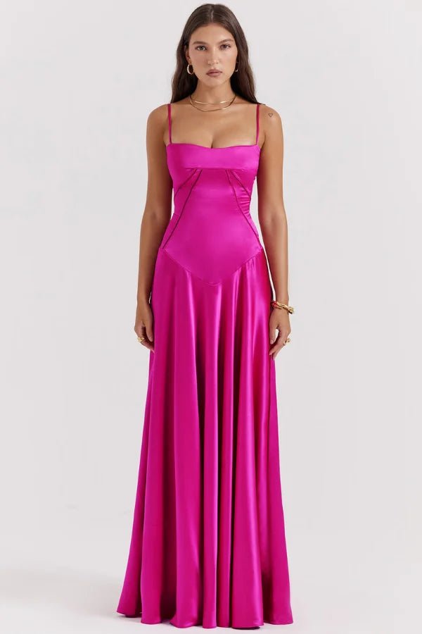 Womens Maxi Dress with Spaghetti Straps and Straight Neckline