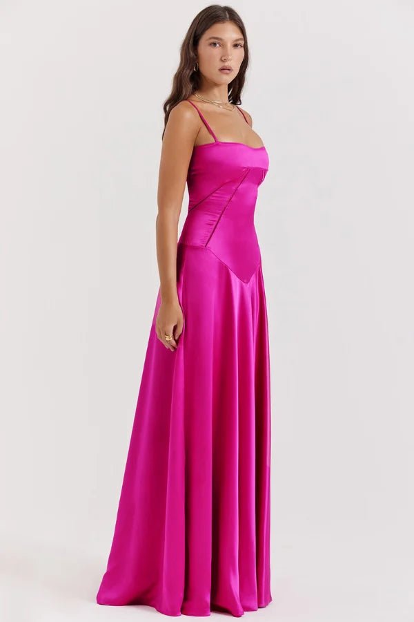Womens Maxi Dress with Spaghetti Straps and Straight Neckline