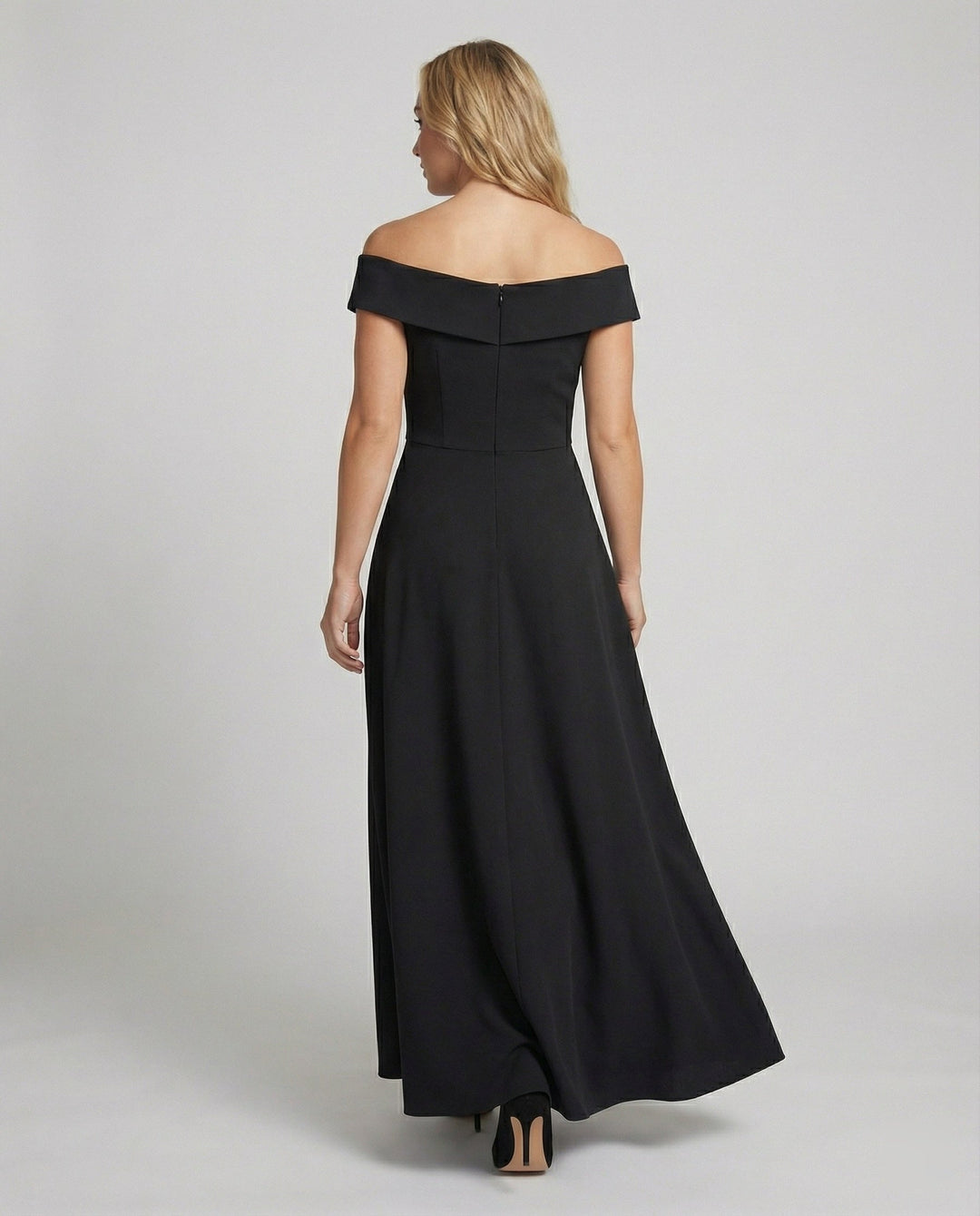 Womens Off Shoulder Maxi Dress with Folded Neckline