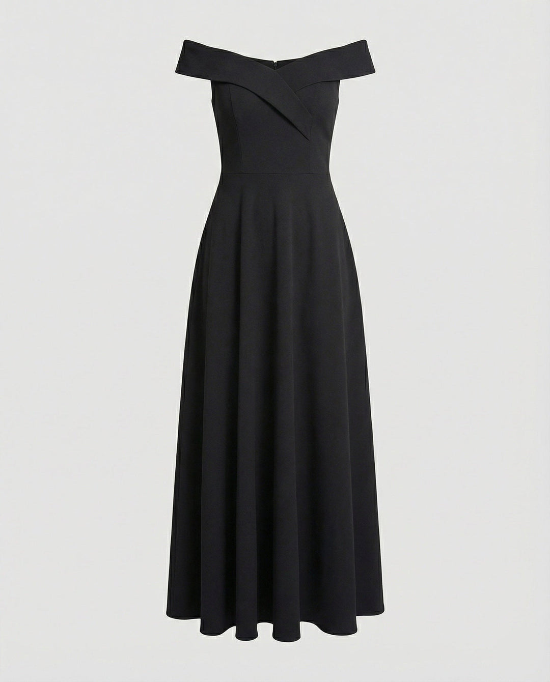 Womens Off Shoulder Maxi Dress with Folded Neckline