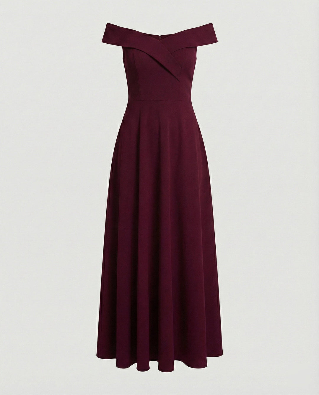 Womens Off Shoulder Maxi Dress with Folded Neckline