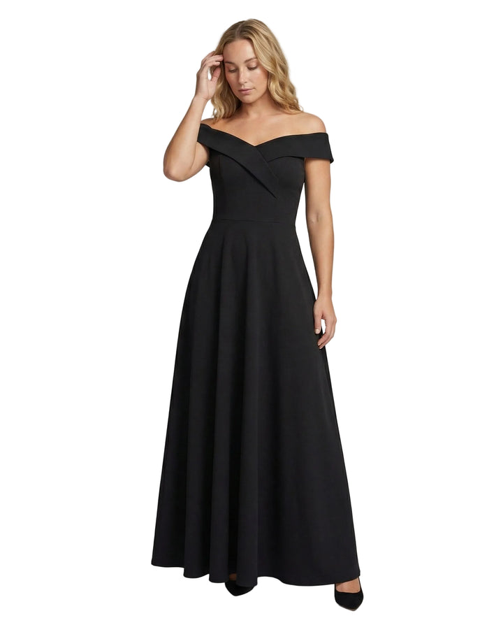 Womens Off Shoulder Maxi Dress with Folded Neckline