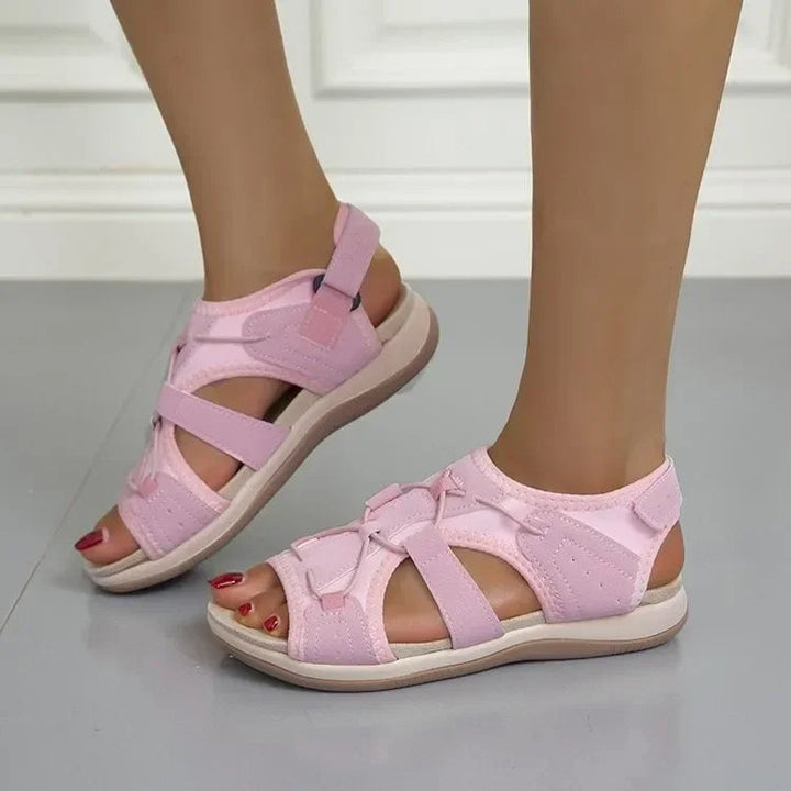 Womens Open Toe Hook and Loop Strap Sandals
