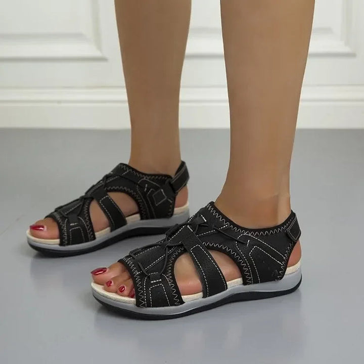 Womens Open Toe Hook and Loop Strap Sandals