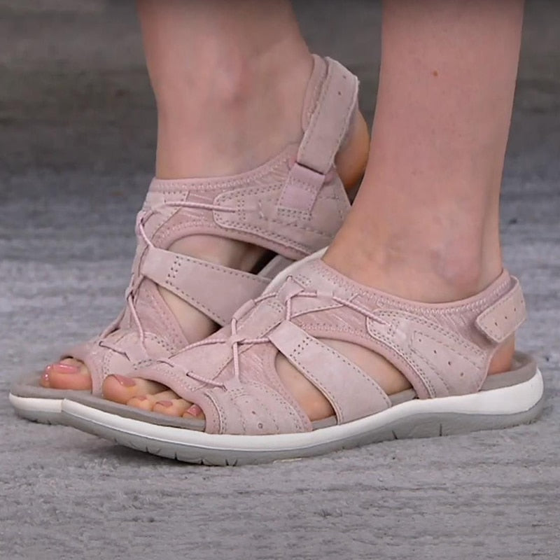 Womens Open Toe Hook and Loop Strap Sandals