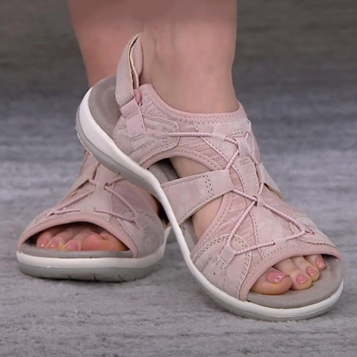 Womens Open Toe Hook and Loop Strap Sandals