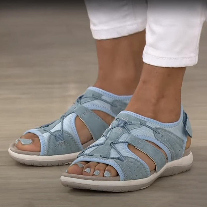 Womens Open Toe Hook and Loop Strap Sandals