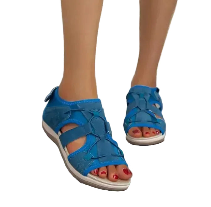 Womens Open Toe Hook and Loop Strap Sandals