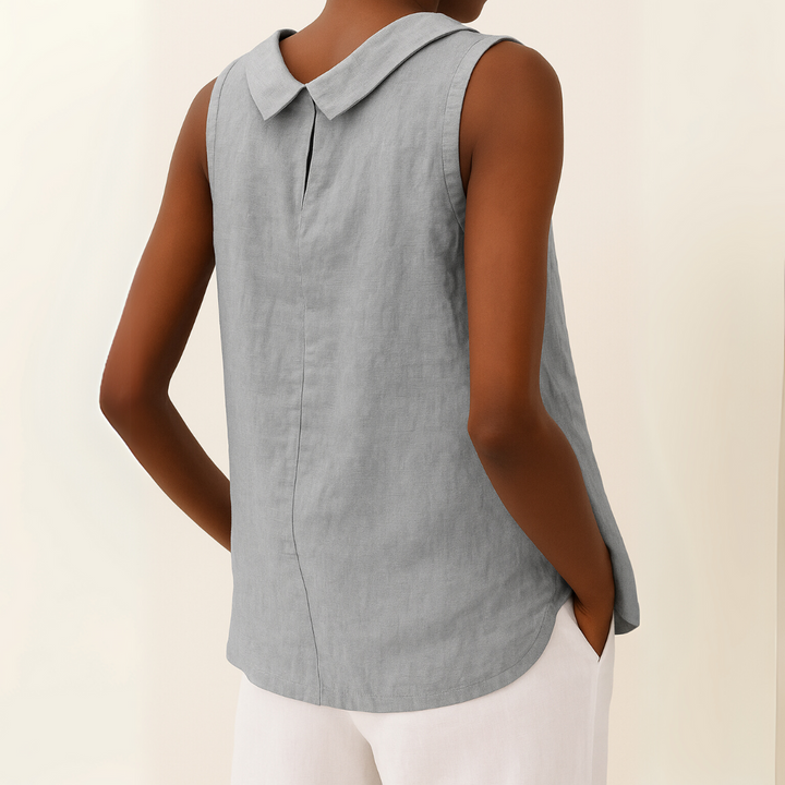 Womens Sleeveless Top with Rounded Collar