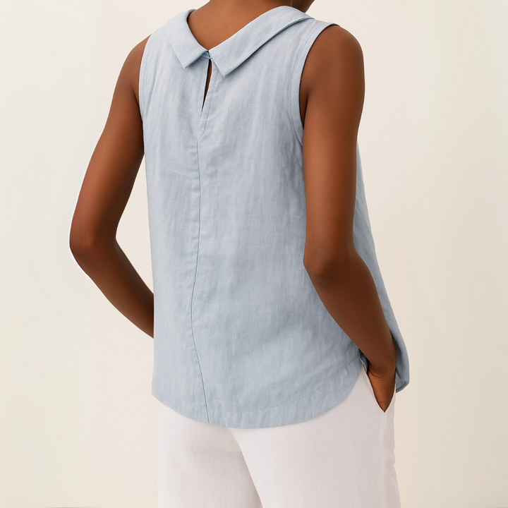 Womens Sleeveless Top with Rounded Collar