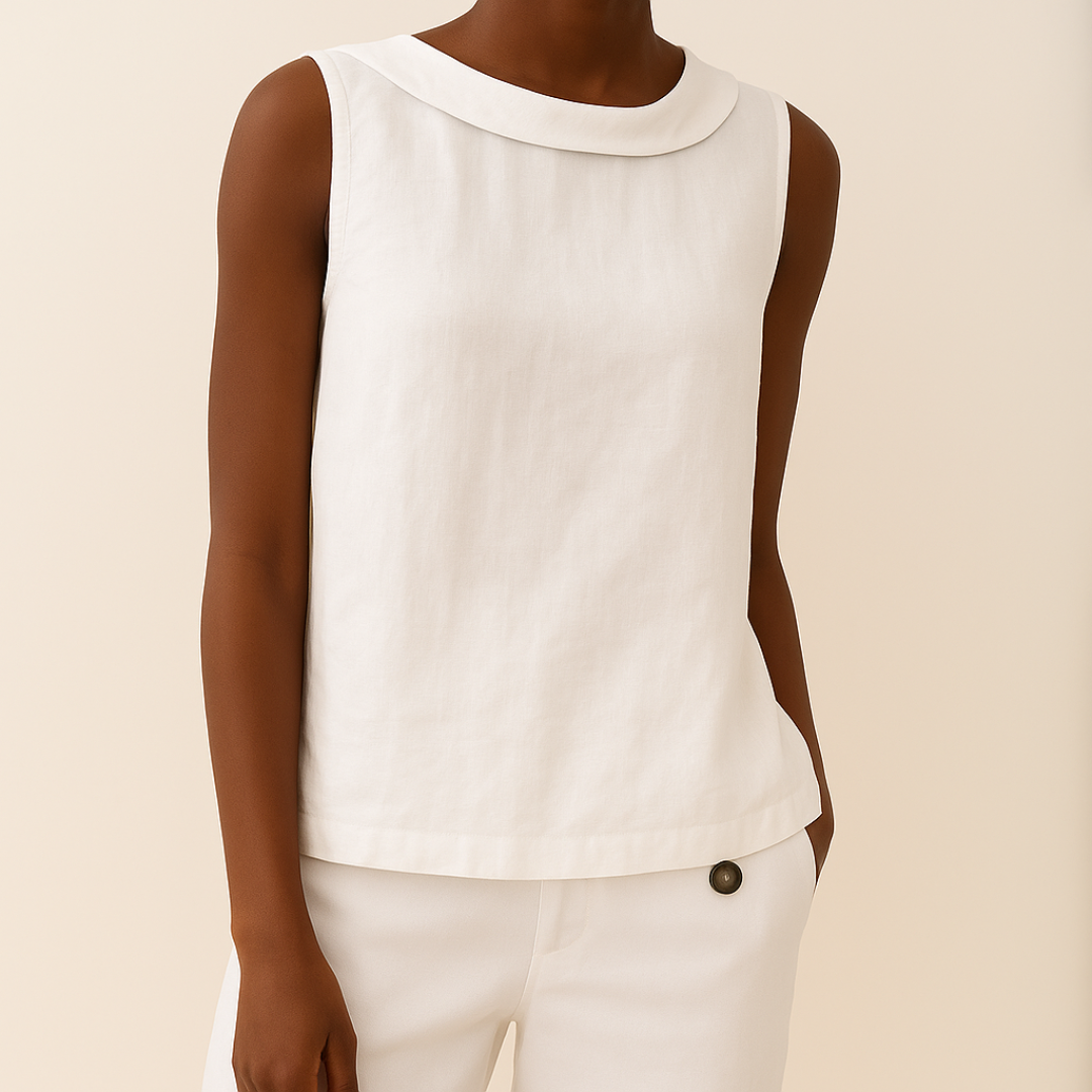 Womens Sleeveless Top with Rounded Collar