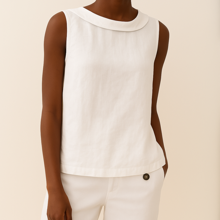 Womens Sleeveless Top with Rounded Collar