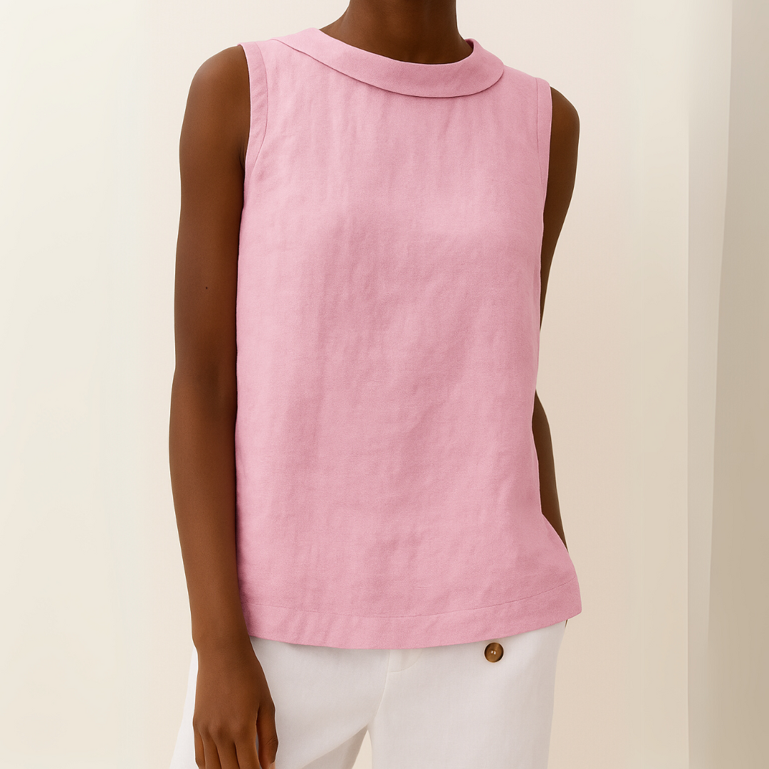 Womens Sleeveless Top with Rounded Collar