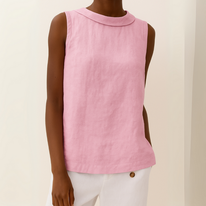 Womens Sleeveless Top with Rounded Collar