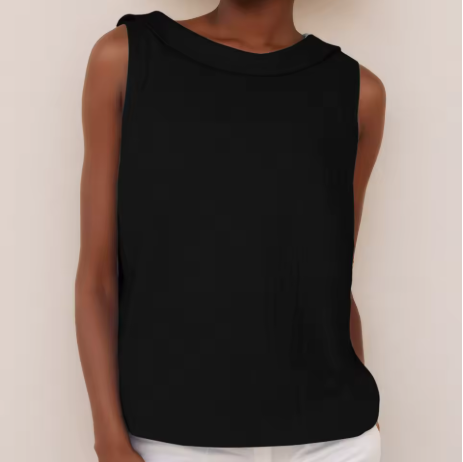 Womens Sleeveless Top with Rounded Collar