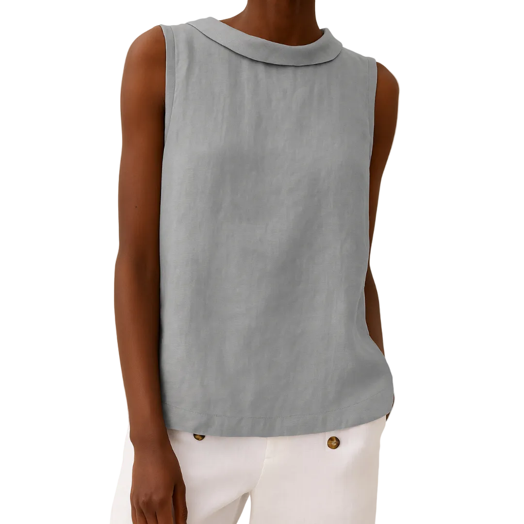 Womens Sleeveless Top with Rounded Collar