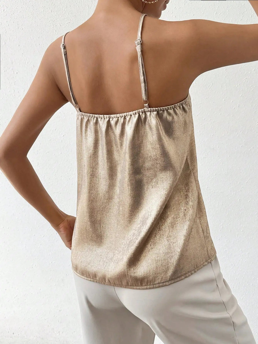 Women’s Sleeveless Top with V Neck and Spaghetti Straps