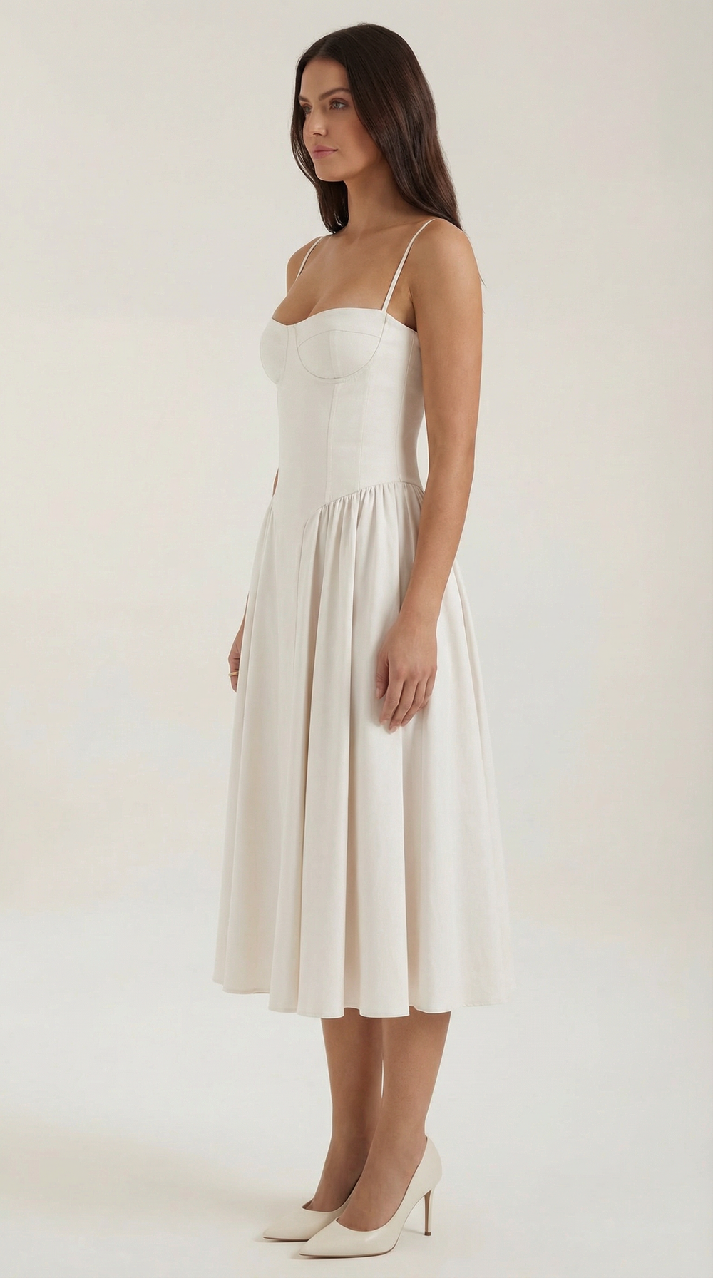 Women’s A-Line Midi Dress with Structured Bodice