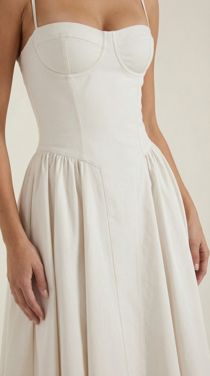 Women’s A-Line Midi Dress with Structured Bodice