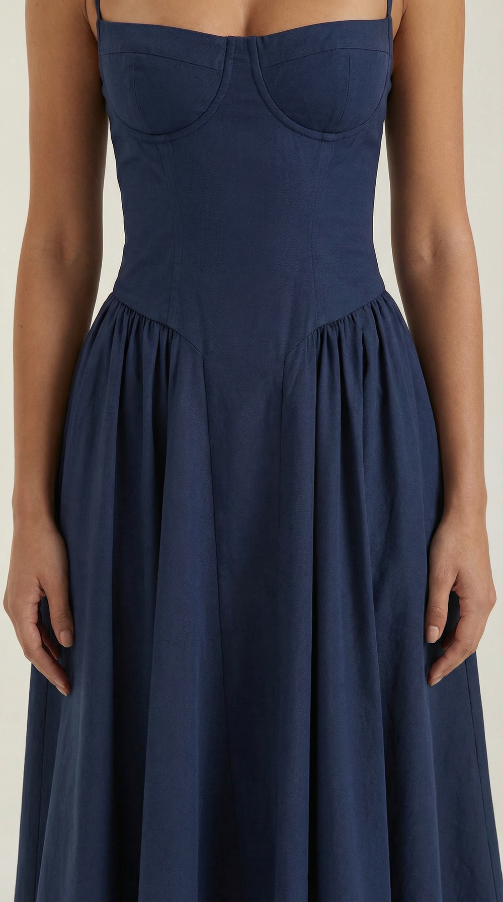 Women’s A-Line Midi Dress with Structured Bodice