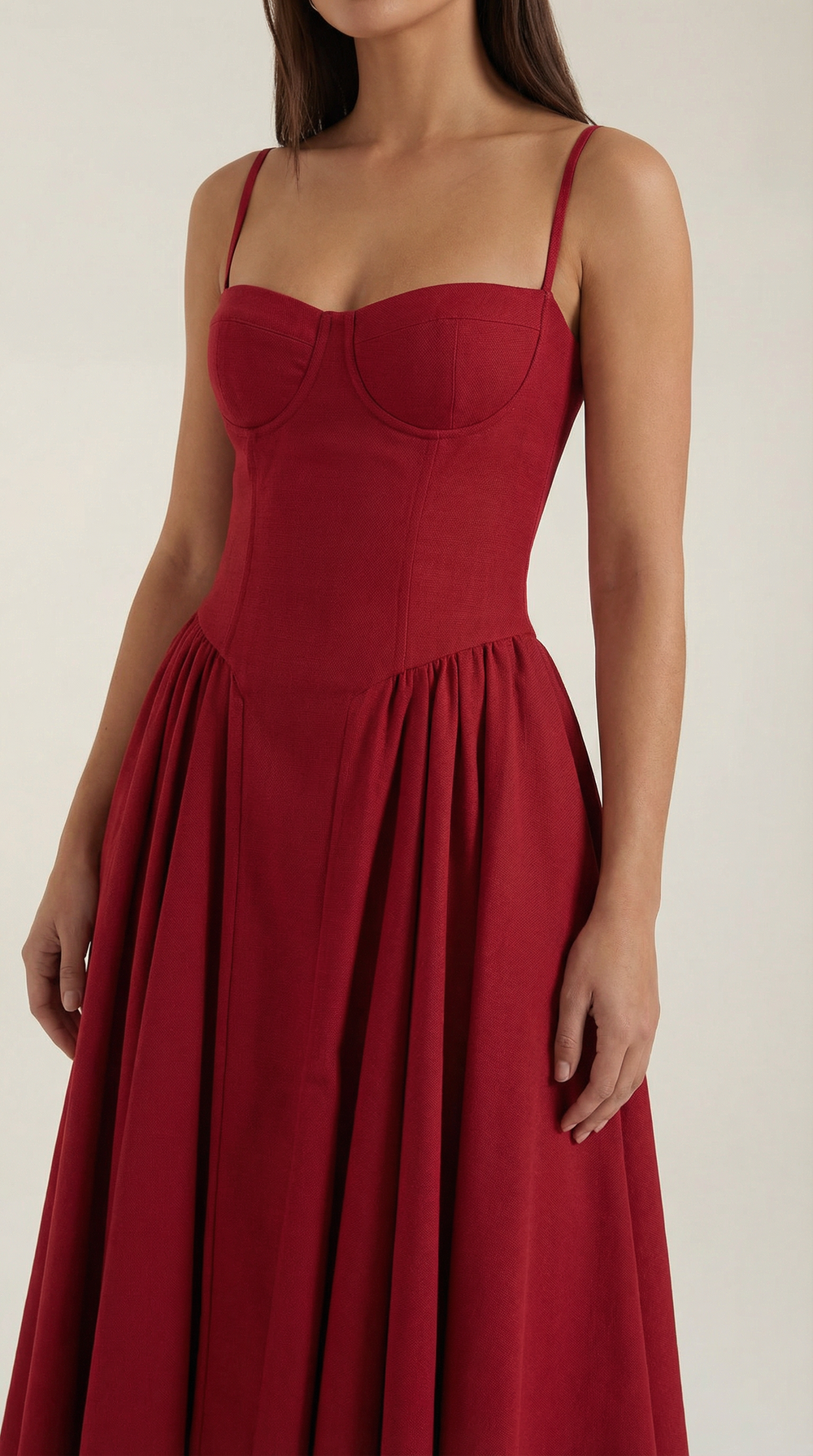 Women’s A-Line Midi Dress with Structured Bodice