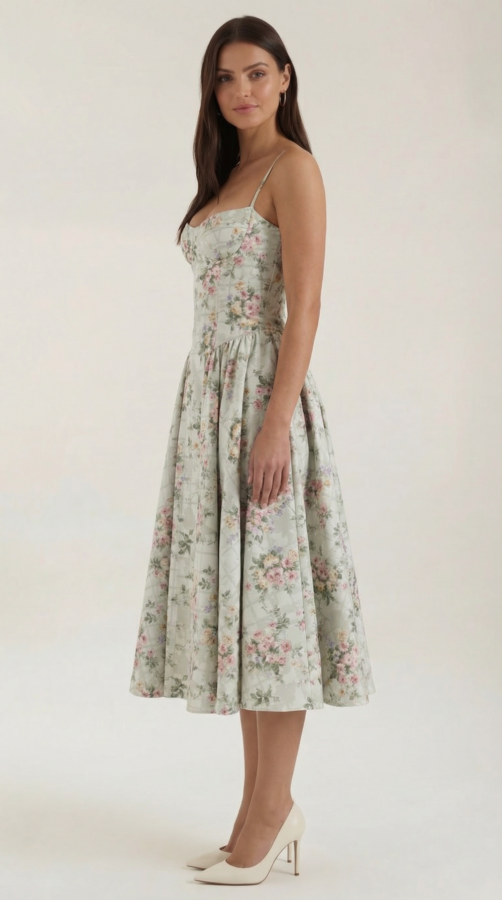 Women’s A-Line Midi Dress with Structured Bodice