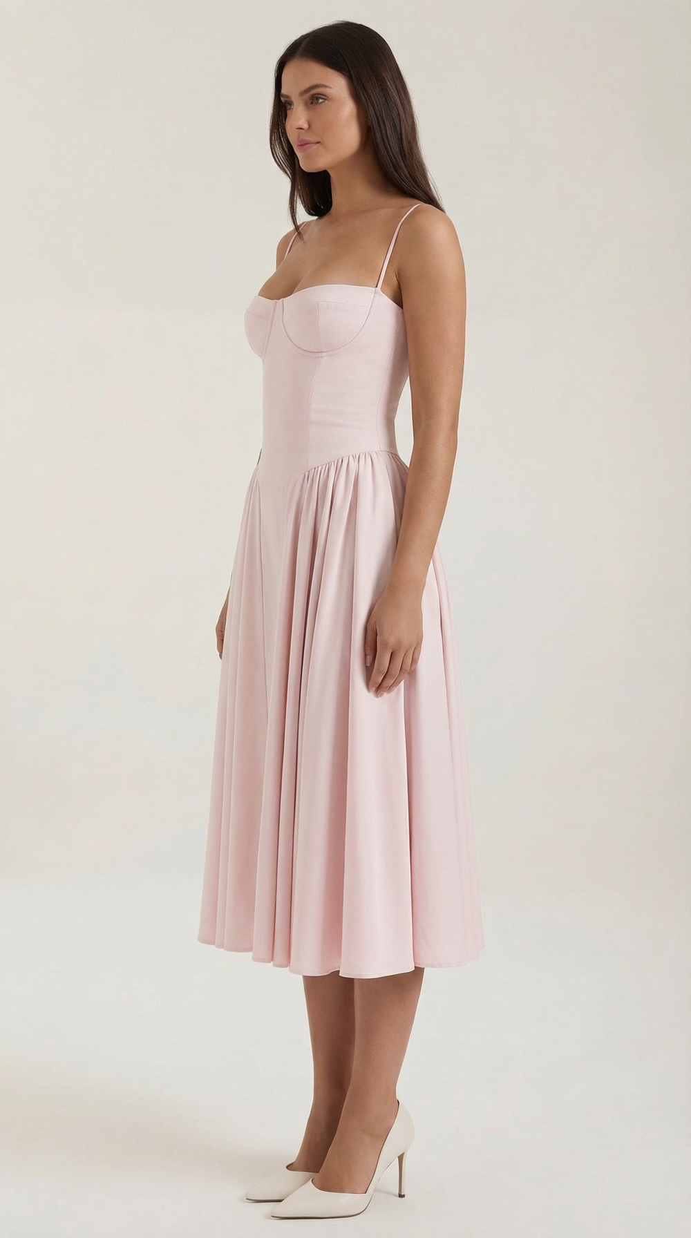 Women’s A-Line Midi Dress with Structured Bodice