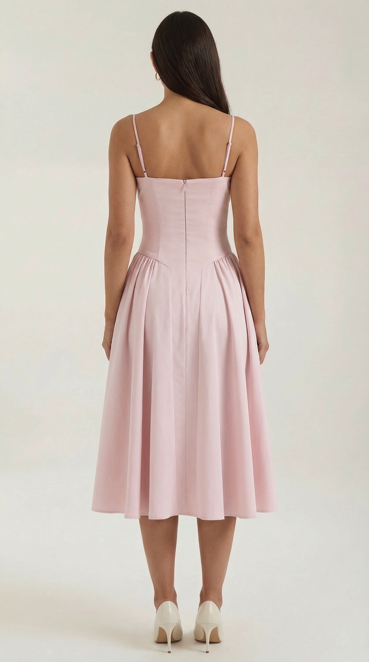 Women’s A-Line Midi Dress with Structured Bodice