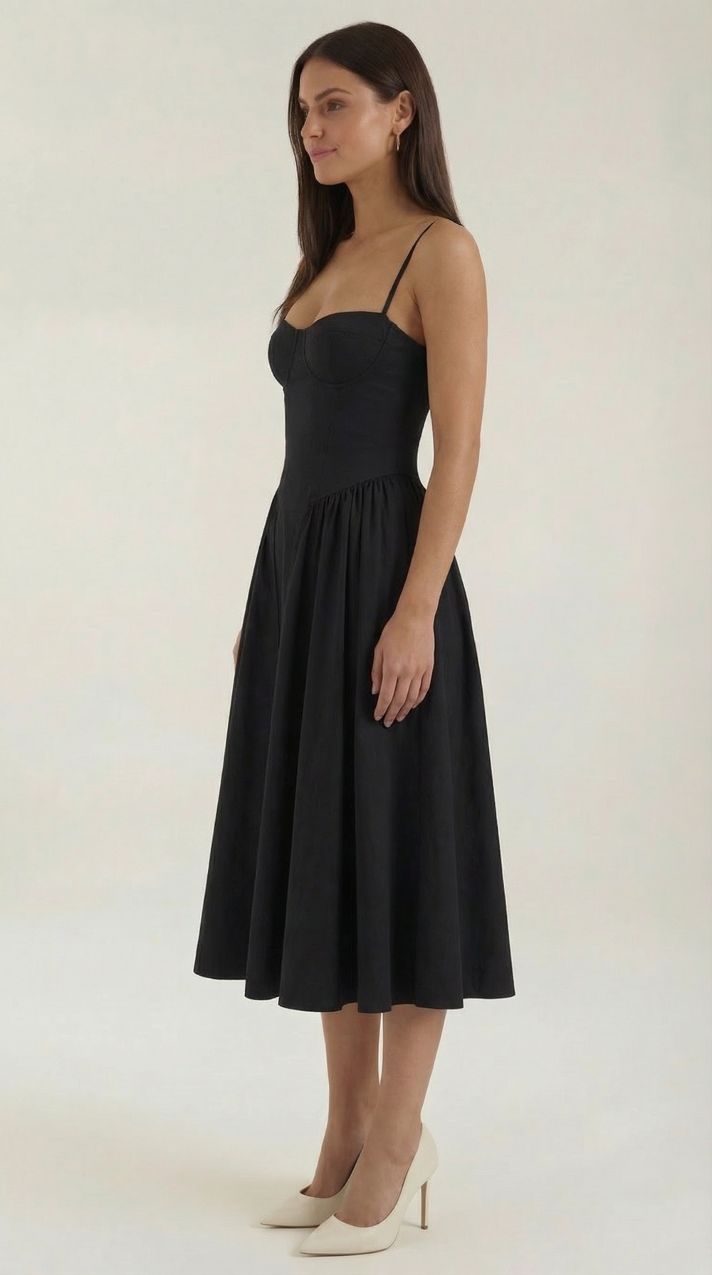 Women’s A-Line Midi Dress with Structured Bodice