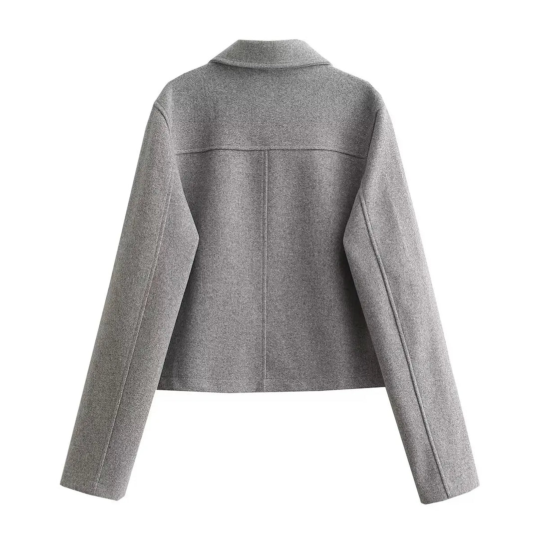 Women’s Button-Front Jacket with Collar and Patch Pockets