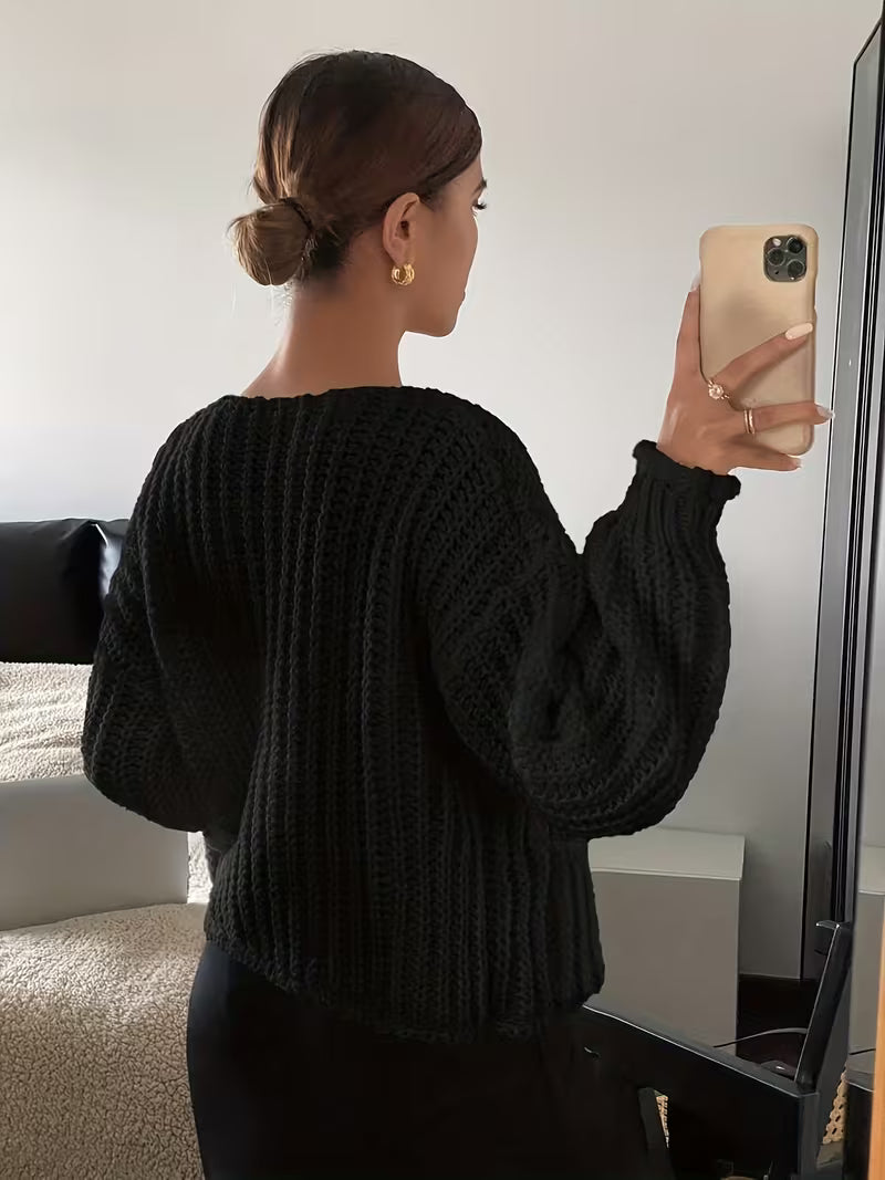 Women’s Button Front Knit Cardigan with Textured Stitch