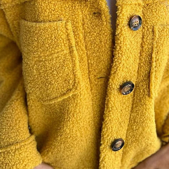 Women’s Button Front Teddy Jacket with Collar