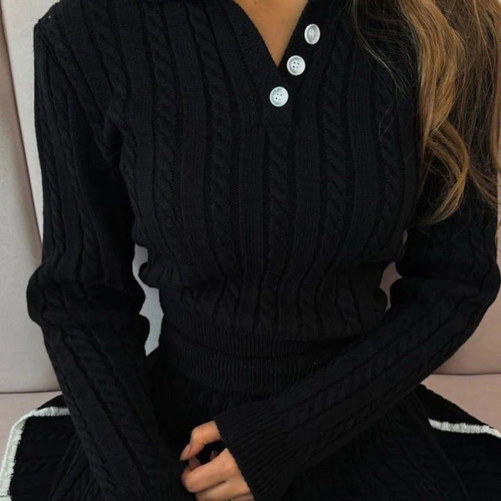 Women’s Cable Knit Long Sleeve Top and Skirt Set