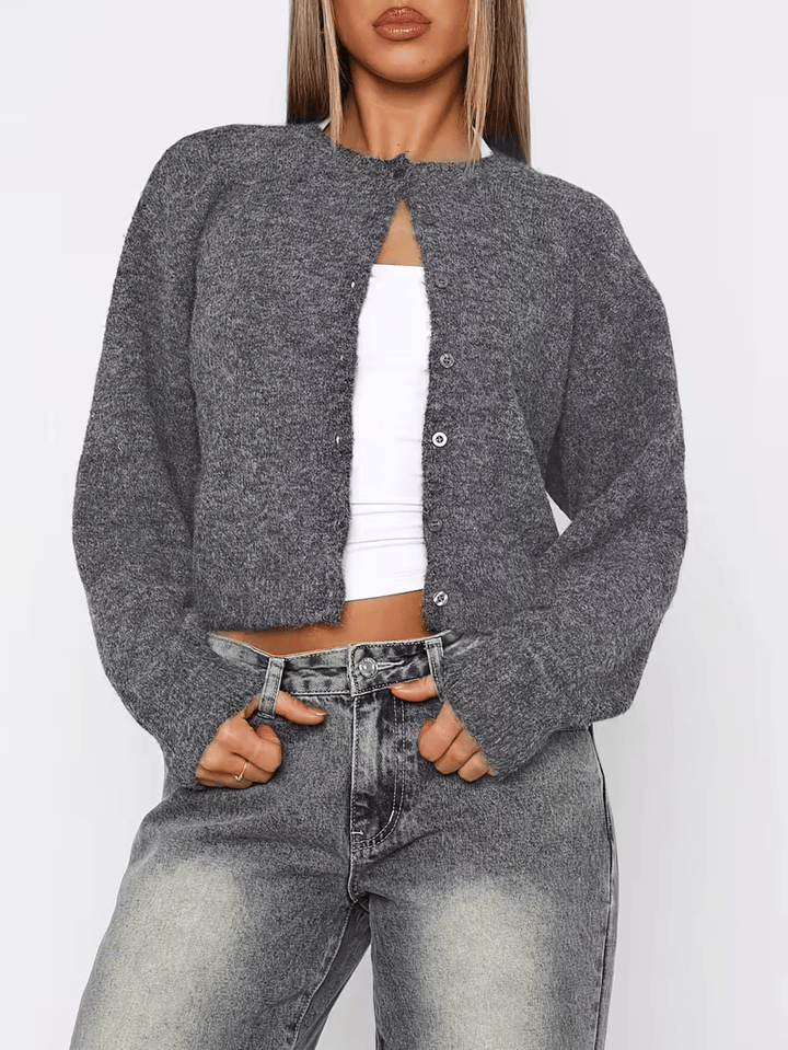 Women’s Cropped Button Front Knit Cardigan