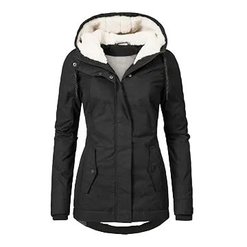 Women’s Hooded Padded Jacket with Front Zip Closure
