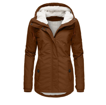 Women’s Hooded Padded Jacket with Front Zip Closure