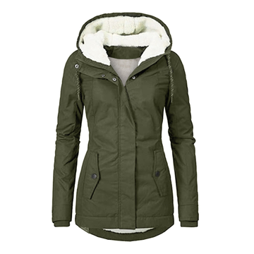 Women’s Hooded Padded Jacket with Front Zip Closure