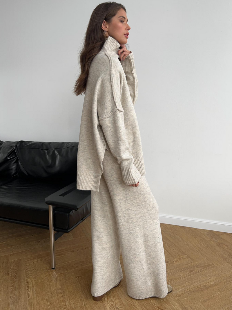 Women’s Knit Jumper and Wide-Leg Trousers Set