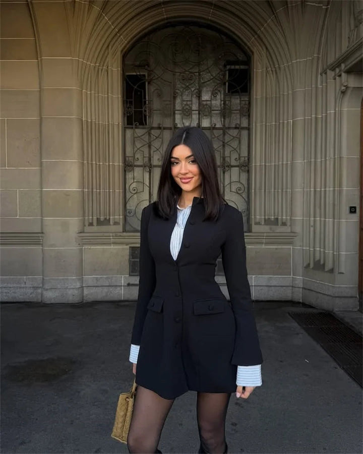 Women’s Long Sleeve Button Front Mini Dress