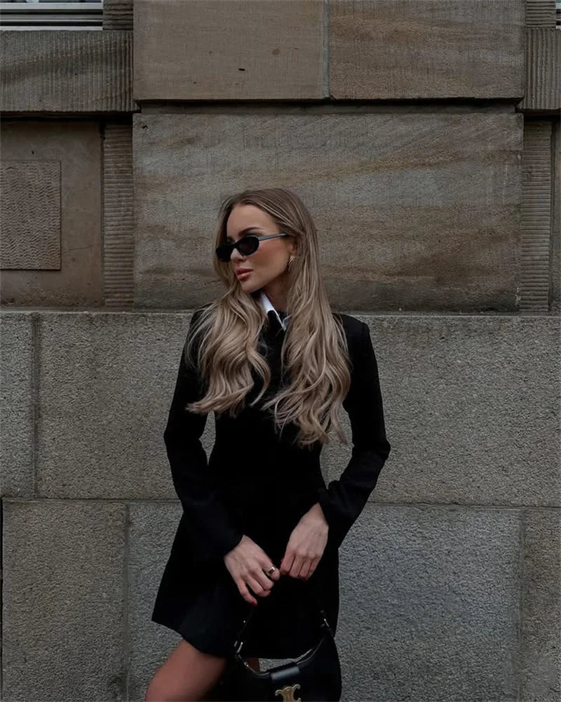 Women’s Long Sleeve Button Front Mini Dress