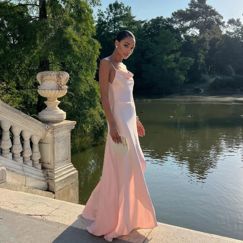 Women’s Maxi Dress with Cowl Neck and Spaghetti Straps