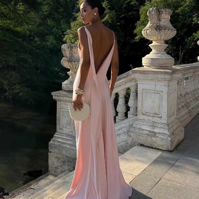 Women’s Maxi Dress with Cowl Neck and Spaghetti Straps