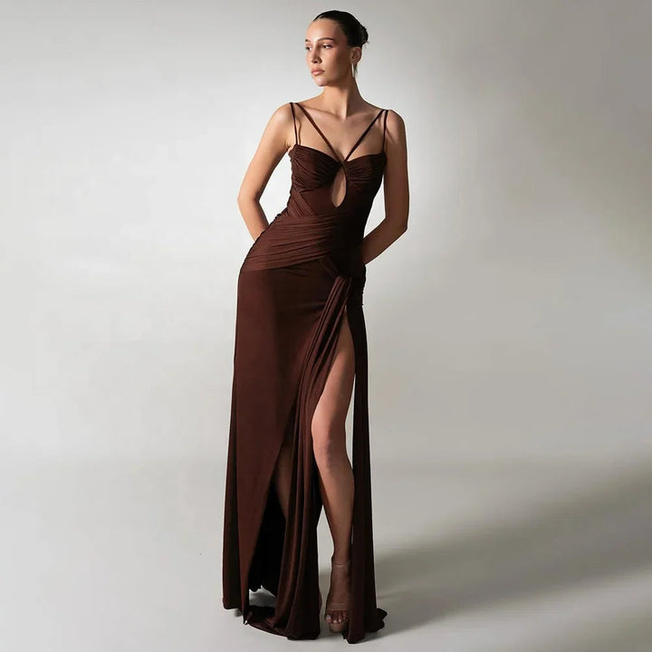 Women’s Maxi Dress with Double Straps and Ruched Bodice