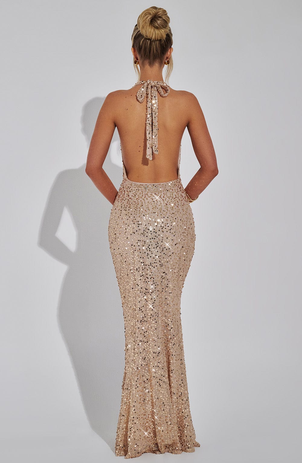Women’s Maxi Dress with Halter Neck and Deep Cowl Front