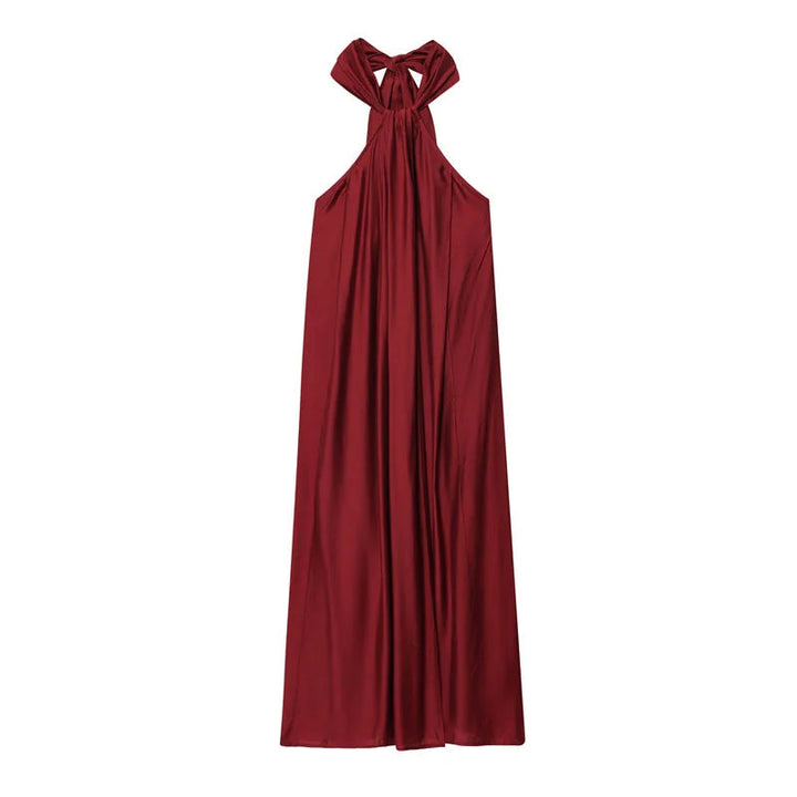 Women’s Maxi Dress with Halter Neck and Draped Front Opening