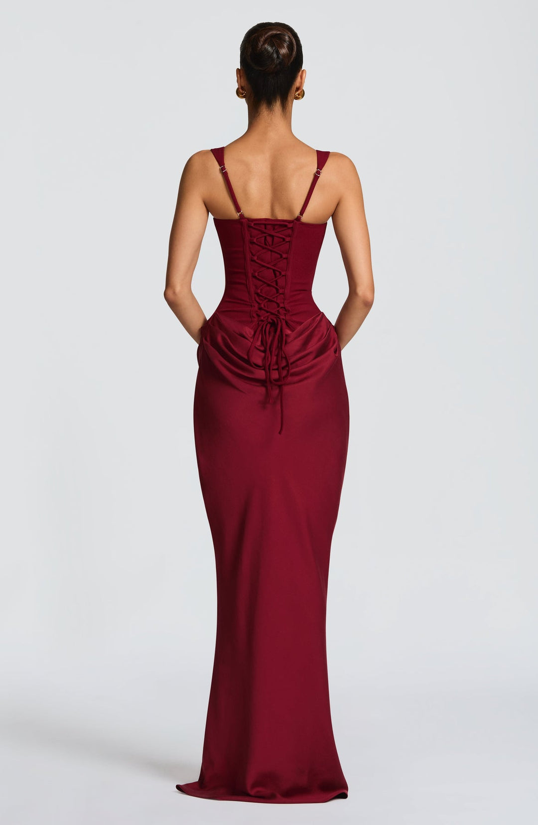 Women’s Maxi Dress with Wide Straps and Draped Waist Detail