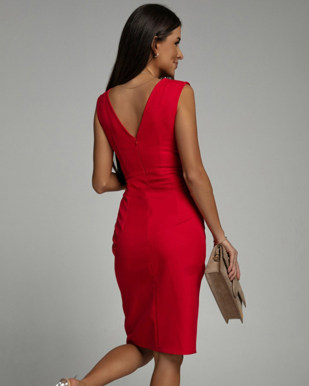 Women’s Midi Wrap Dress with V-Neckline