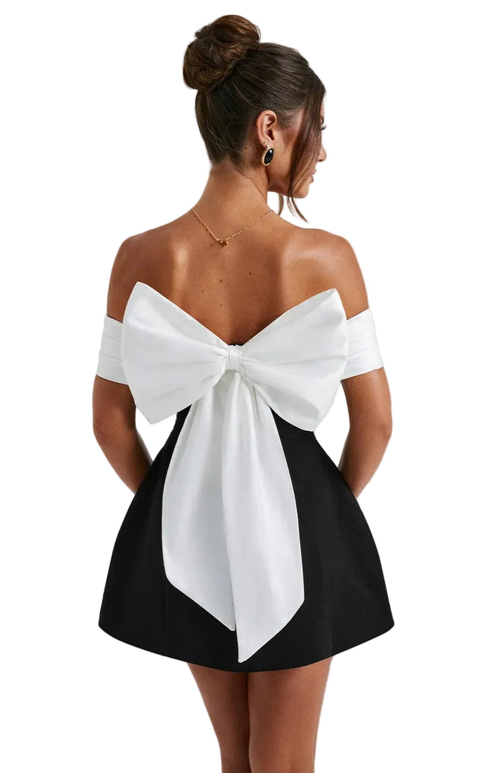 Women’s Off Shoulder Bow Back Mini Dress