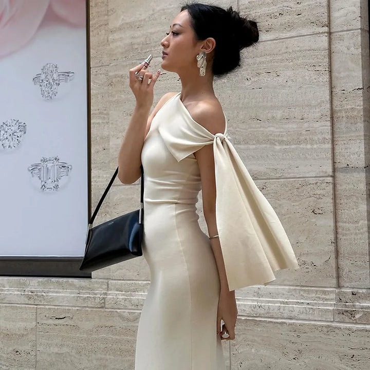 Women’s One-Shoulder Draped Maxi Dress